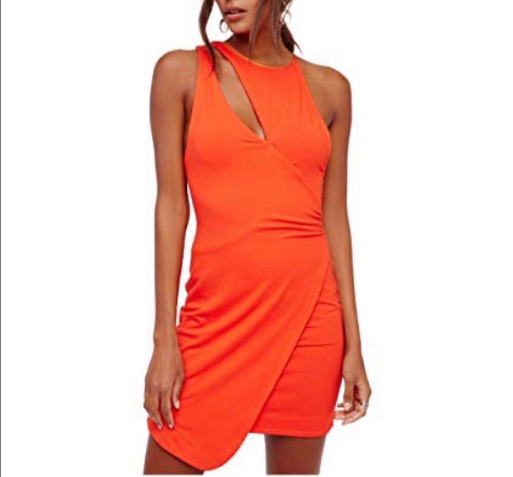 Free People Mini Dress Red Bodycon Sleeveless Size L NWT